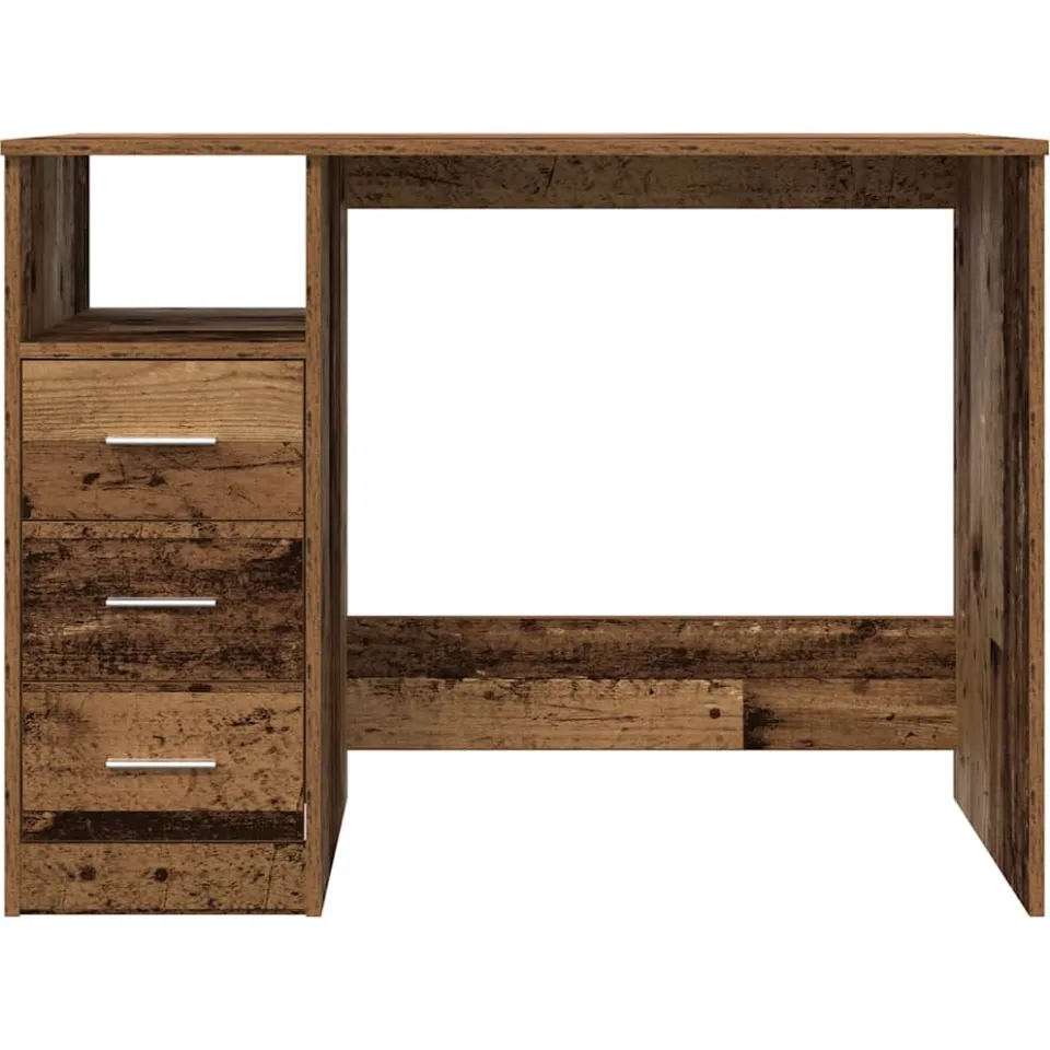 vidaXL Bureau 102x50x76 cm bewerkt hout oud houtkleurig bruin, foto 3