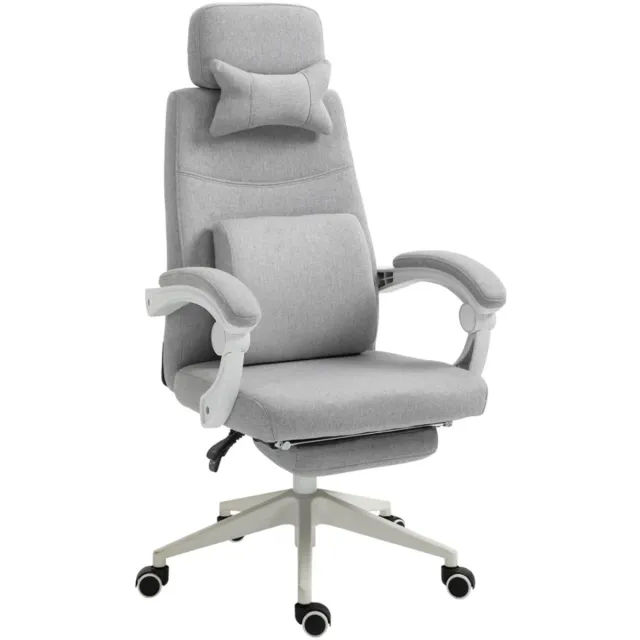 ZYLARO Ergonomische Bureaustoel met Hoofdsteun & Lendensteun - In Hoogte Verstelbaar - Max. kanteling 160° - 360° Draaibaar - Kantoorstoel - Gamestoel - Volwassenen Stoel - Directiestoel - Computerstoel - Grijs