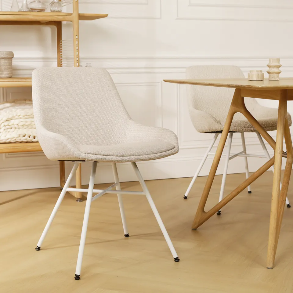 Nolon Noa-Isa eetkamerstoel beige - wit onderstel, foto 2