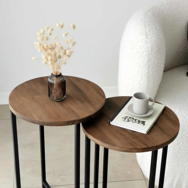 Skye Decor , Salontafel, Neta Set - Walnut, Grenenhout, Walnoot, 35 x 35 x 55 cm Bruin