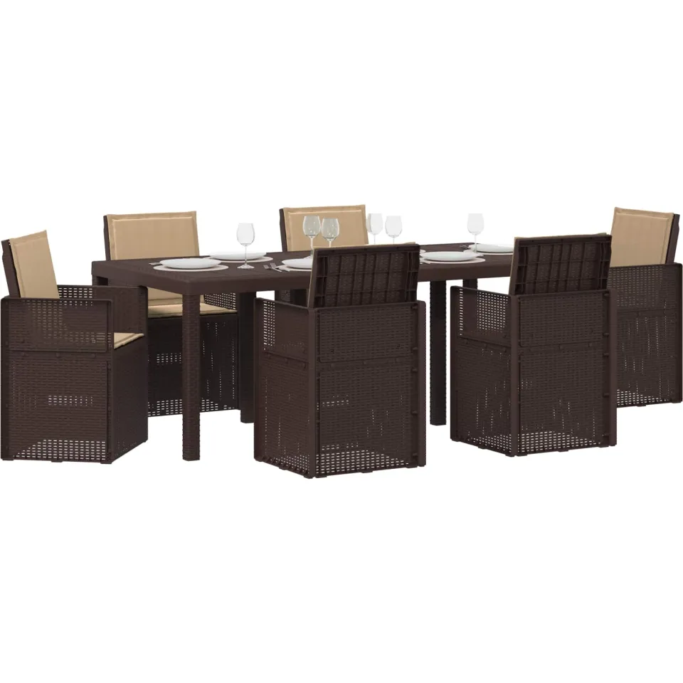 vidaXL Tuin eettafelset 7 st Bruin en Taupe PP