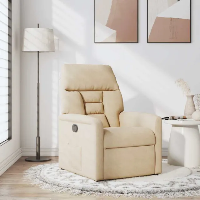 vidaXL Fauteuil verstelbaar microvezelstof crèmekleurig Bruin