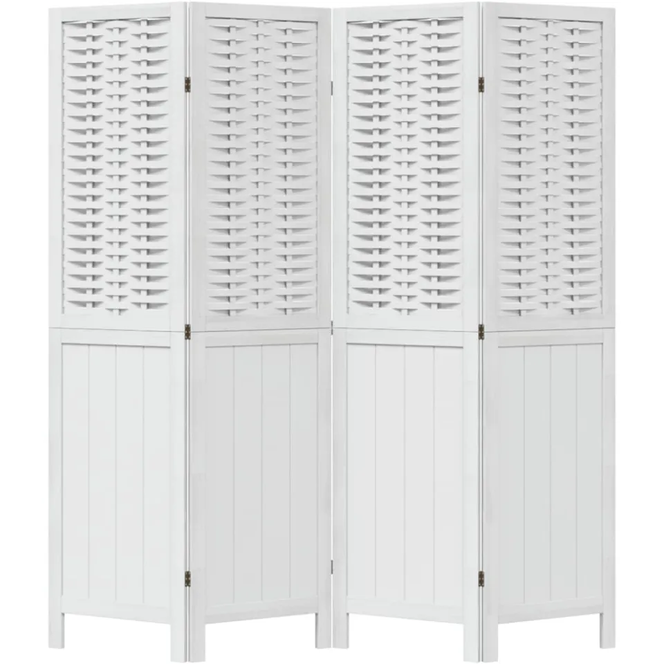 vidaXL Kamerscherm met 4 panelen massief paulowniahout wit