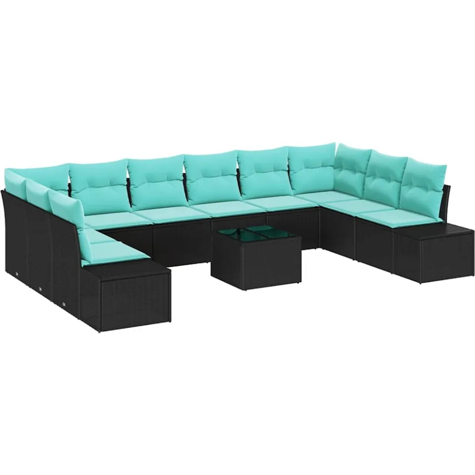 vidaXL Tuin Sofa Set 11 st Zwart poly rattan