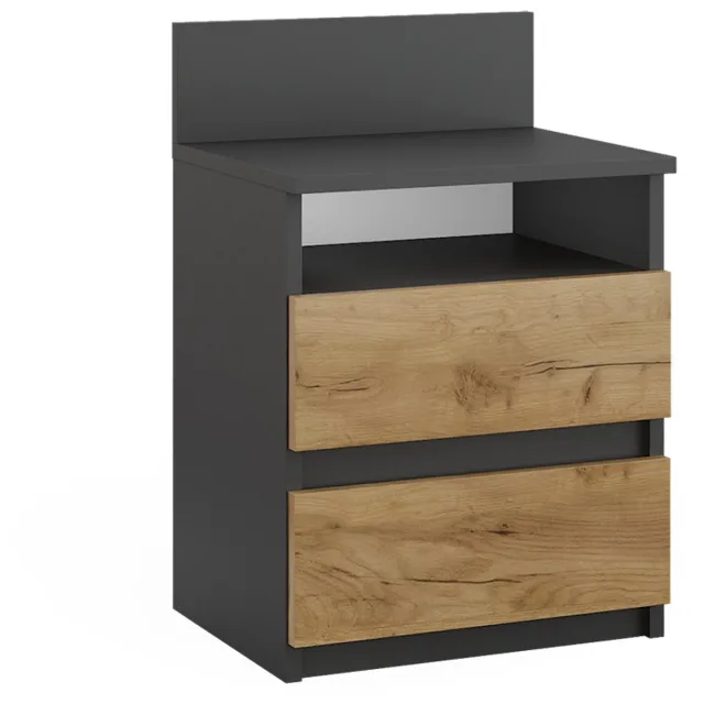 Vicco Monty Nachtkastje – 32.3 x 59.1 cm Antraciet/gouden eik Antraciet/Goudkleurig Eiken