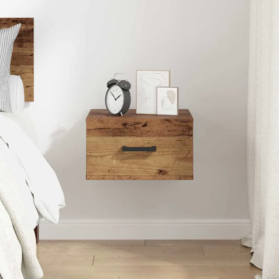 vidaXL Nachtkastje Oud hout 35 x 35 x 20 cm Bewerkt hout bruin, foto 4