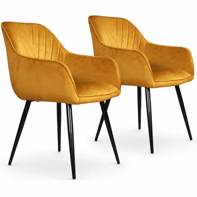 DS4U Gaby eetkamerstoel - Set van 2 - Goud - Velvet - Met armleuning