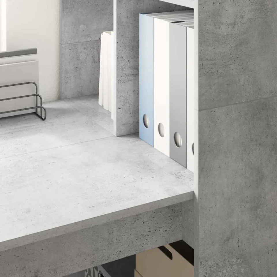 vidaXL Bureau Beton Grijs 122 x 67 x 145 cm Bewerkt hout, foto 3