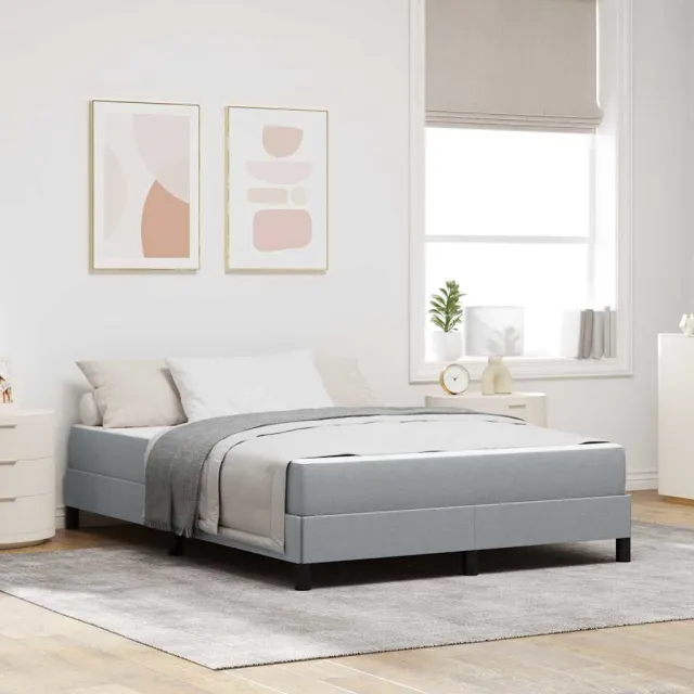 vidaXL Boxspringbed Lichtgrijs 140 x 190 cm Stof