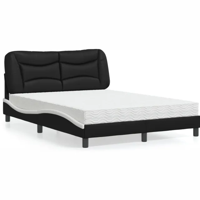vidaXL Bed met matras "Hvar" kunstleer zwart en wit 120x200 cm