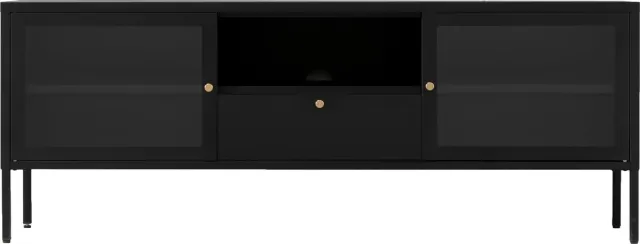 House Nordic Tv-Meubel Dalby Zwart Staal met Glas