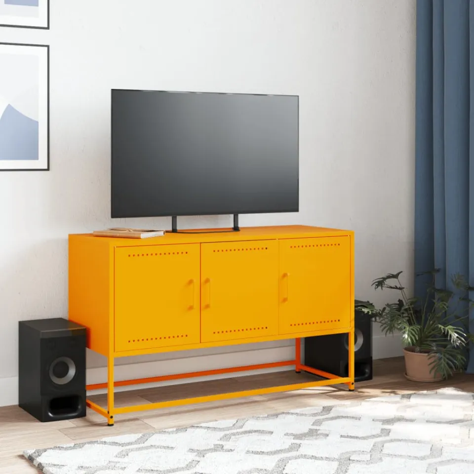 vidaXL Tv-meubel 100,5x39x60,5 cm staal mosterdgeel, foto 3