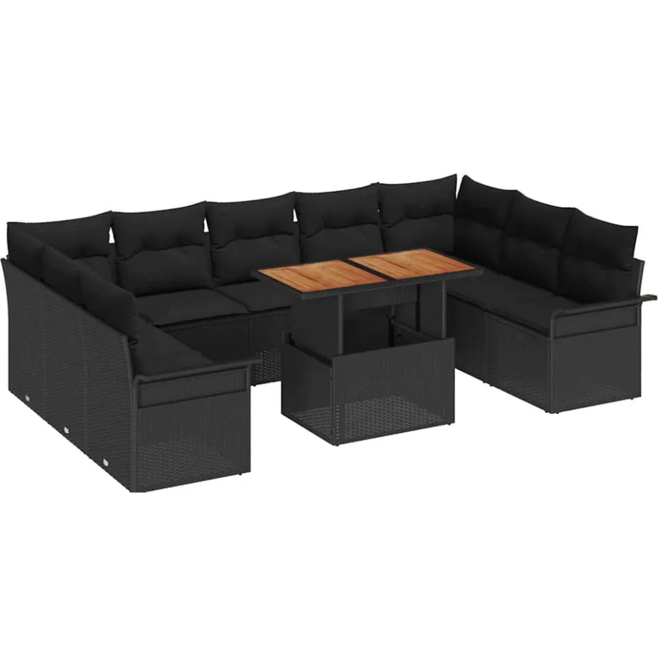 vidaXL Tuin Sofa Set 10 st Zwart Poly riet
