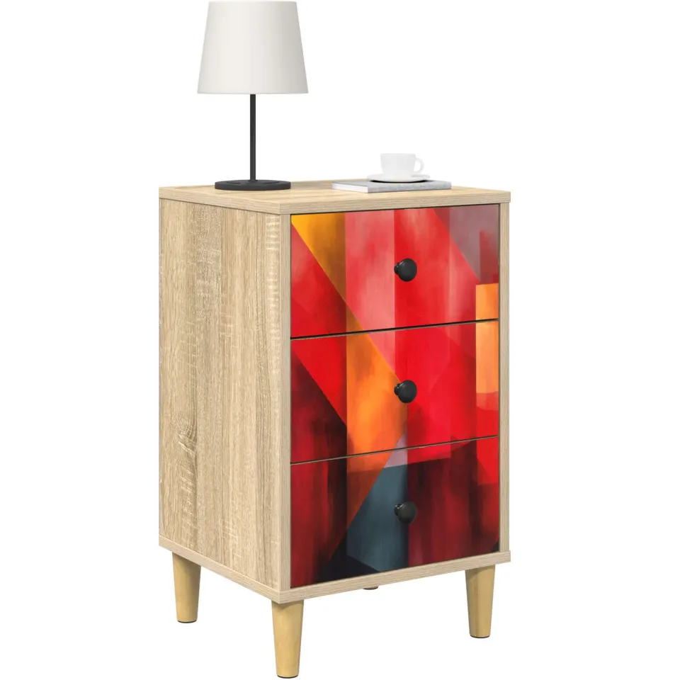 vidaXL Nachtkastje HEESCH Sonoma Eiken 36 x 33 x 60 cm Bewerkt hout, foto 3