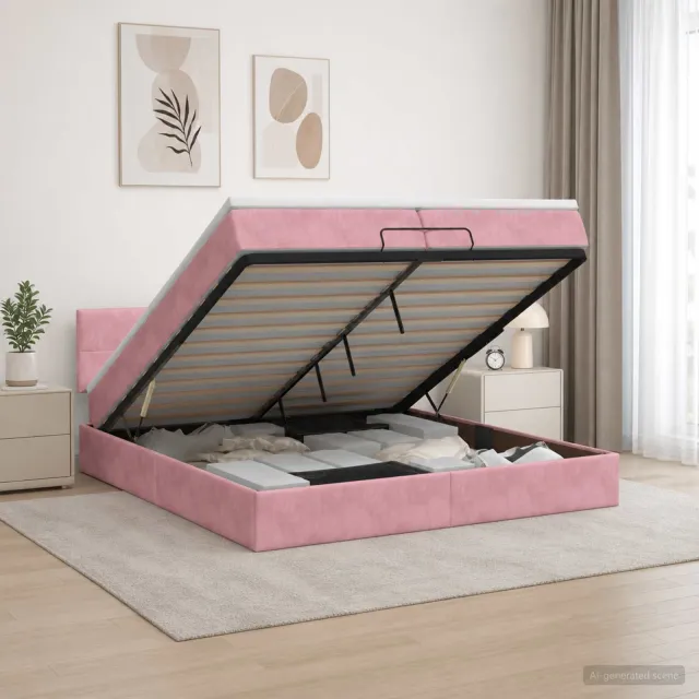 vidaXL Ottoman bed met matras met hoofdeinde Roze 200 x 200 cm Fluweel