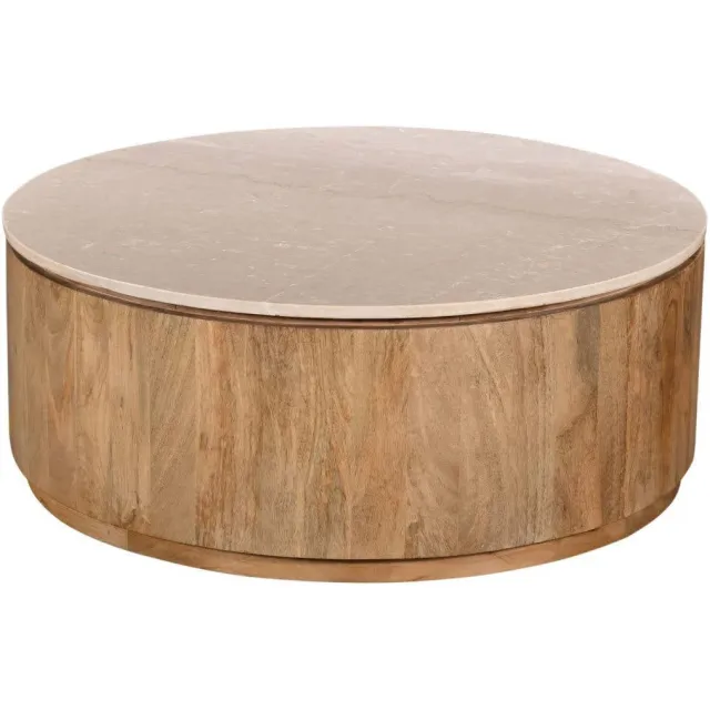Giga Meubel Salontafel Elan Rond - Travertin - Naturel - 90x90x35cm