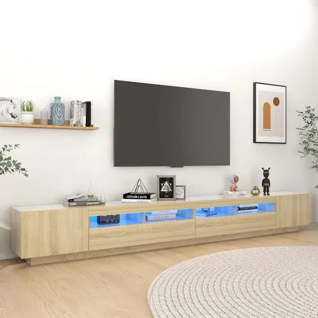 vidaXL Tv-meubel met LED-verlichting 300x35x40 cm sonoma eikenkleurig, foto 2