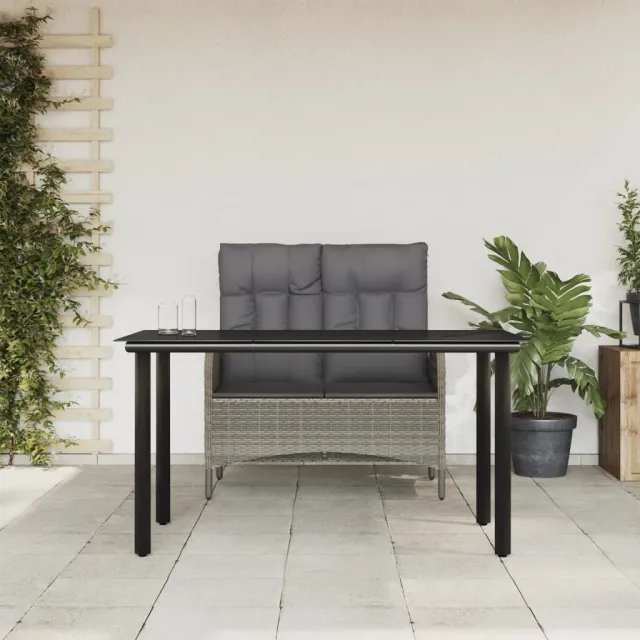 vidaXL 2-delige Tuinset met kussens poly rattan grijs, foto 2