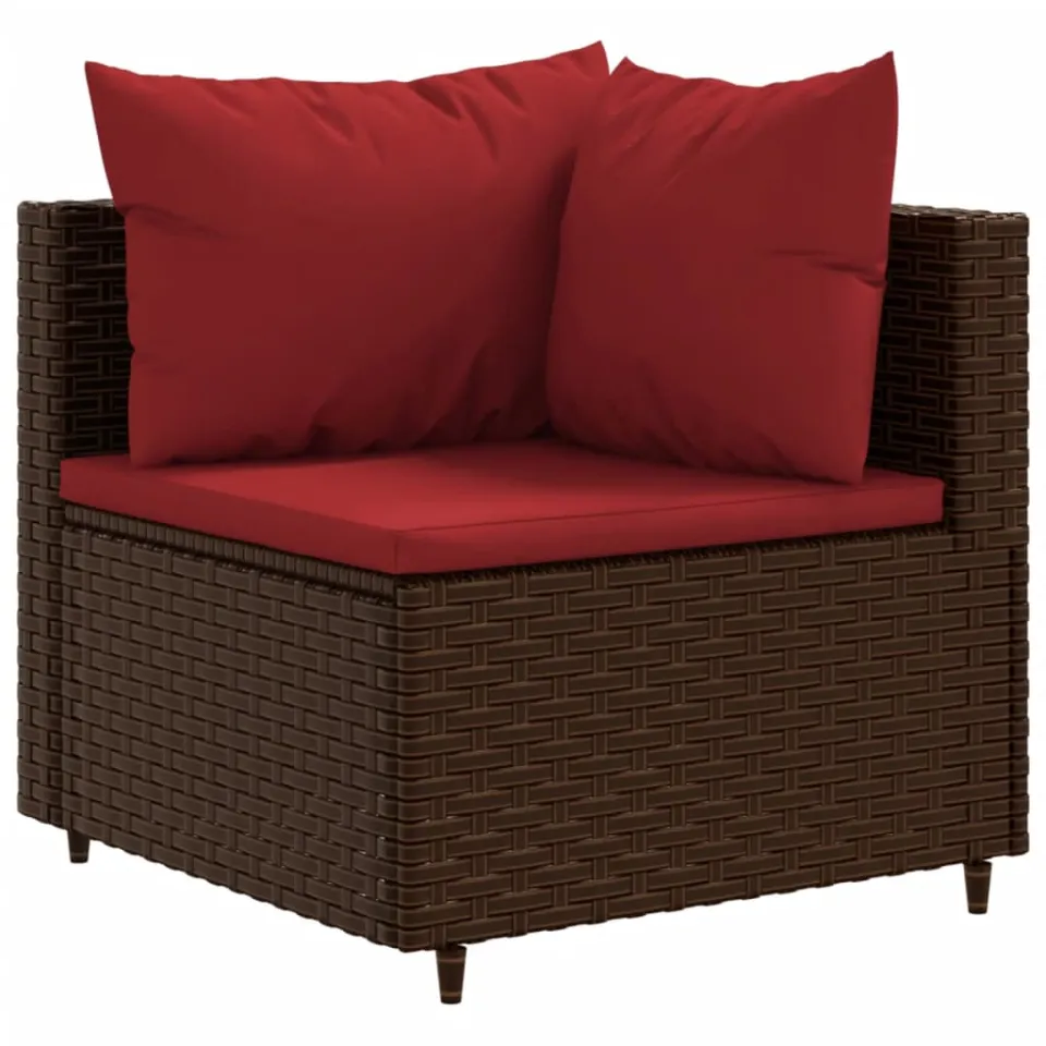 vidaXL 10-delige Loungeset met kussens poly rattan bruin, foto 3