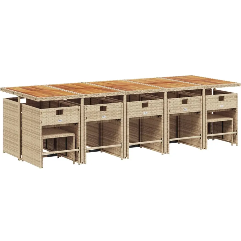 vidaXL 15-delige Tuinset met kussens poly rattan beige, foto 4