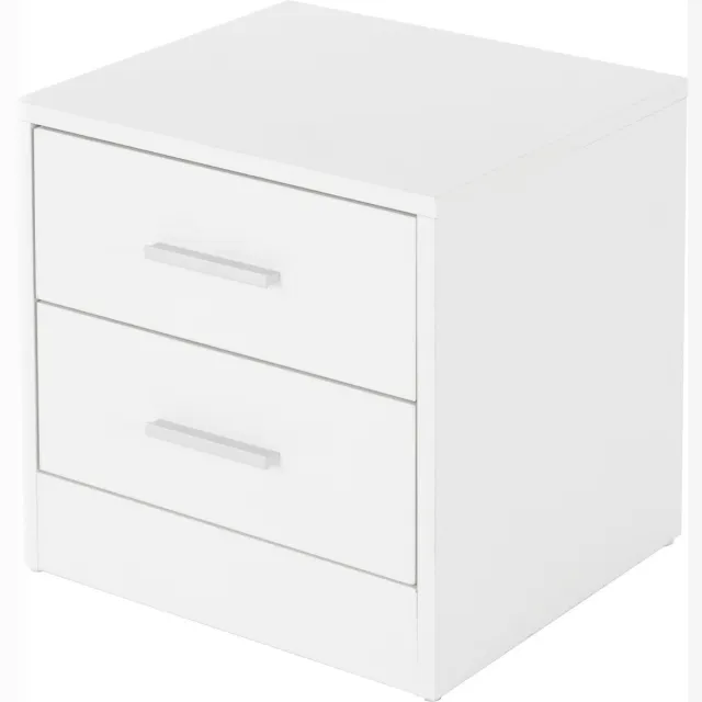 ml-design Nachtkastje met 2 laden, wit, gemaakt van hout, 38 x 37 x 34 cm, aluminium handgrepen, nachtkastje ladenkastje nachtconsole bijzettafel, geschikt voor elk bed & slaapkamer of kantoor.