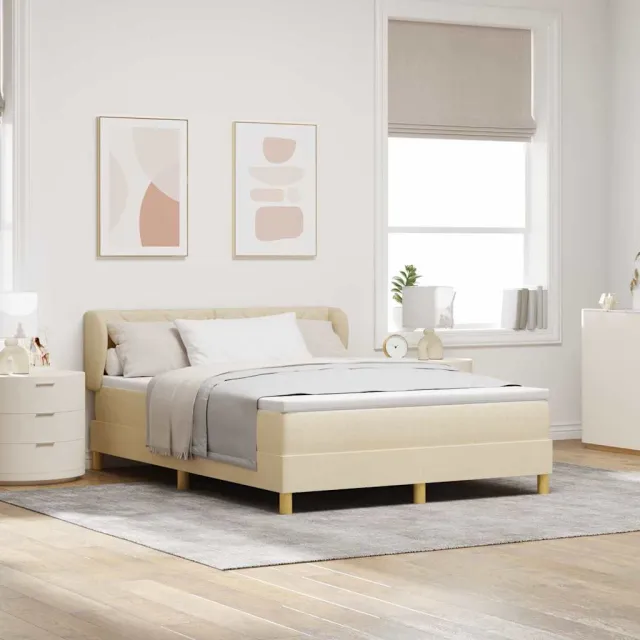 vidaXL Boxspringbed met hoofdeinde Crème 160 x 200 cm Stof