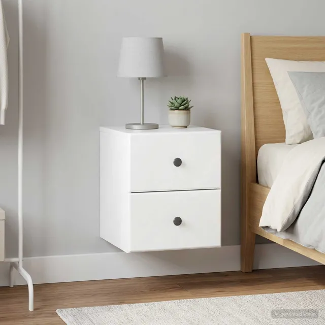 vidaXL Wandbeugel Bedkast 2 st Hoogglans Wit 34,5 x 33 x 40 cm