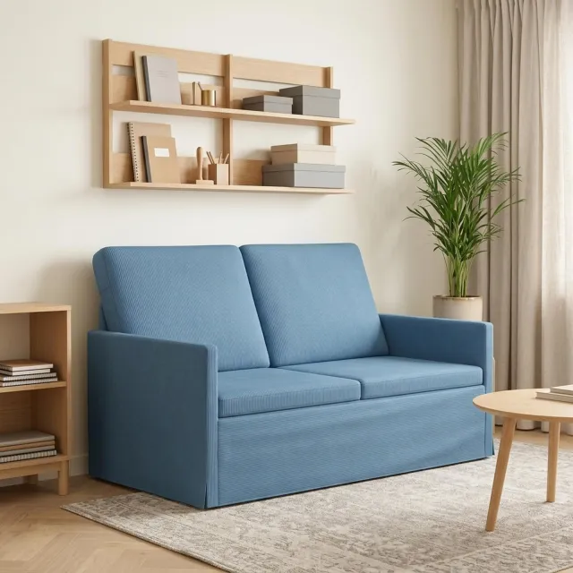 vidaXL 2-zits bank Blauw 130 x 81 x 82 cm Katoen Stof