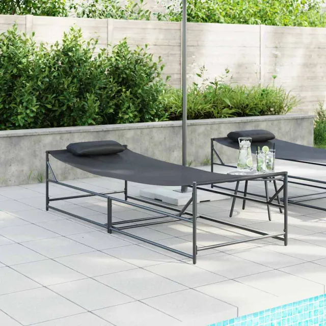 vidaXL Tuin Zonnebed 2 st Antraciet Gepoedercoat staal, foto 2