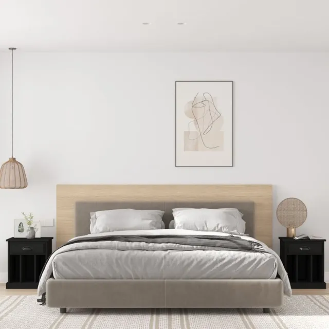 vidaXL Nachtkastjes 2 st 43x36x50 cm zwart, foto 2