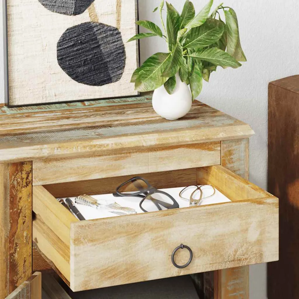 vidaXL Bijzettafel met 1 lade en 1 deurtje gerecycled hout bruin, foto 4