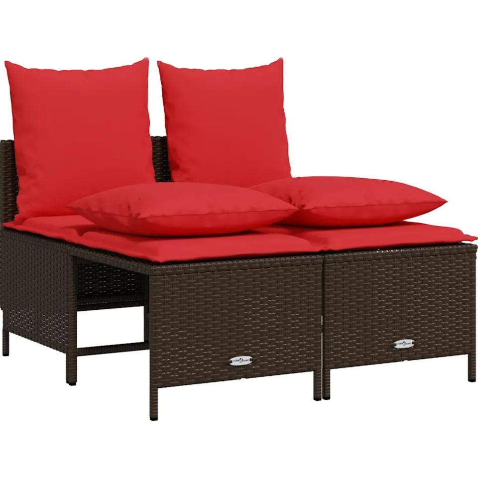 vidaXL 4-delige tuinbankset met kussens, bruin polyrotan, foto 3