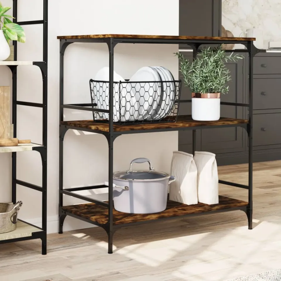vidaXL Keukentrolley 100,5x50x105 cm bewerkt hout gerookt eikenkleurig, foto 2