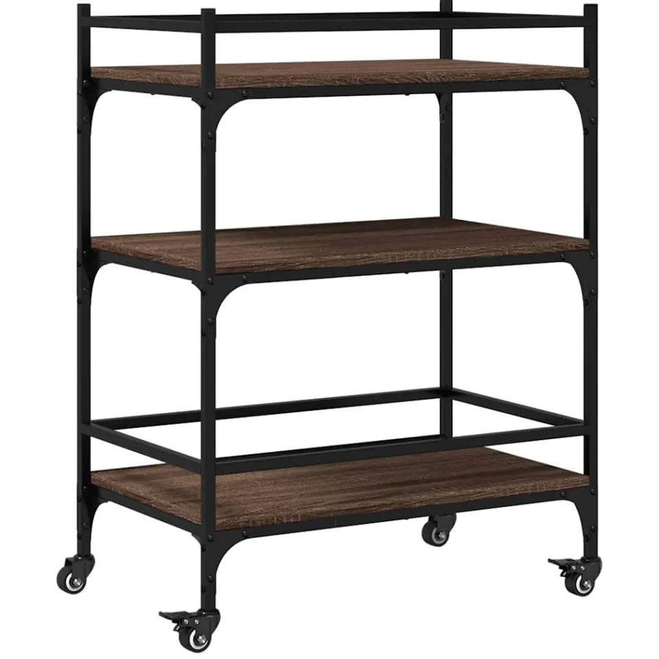 vidaXL Keukentrolley 65x40x86,5 cm bewerkt hout bruin eikenkleurig