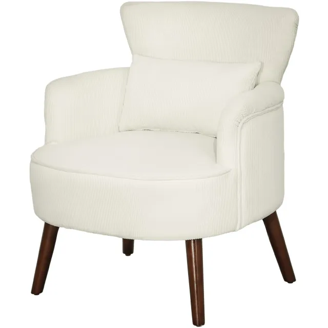 Hoohohoo Fauteuil - met Lendenkussen - Moderne Gestoffeerde Accentstoel - Wit