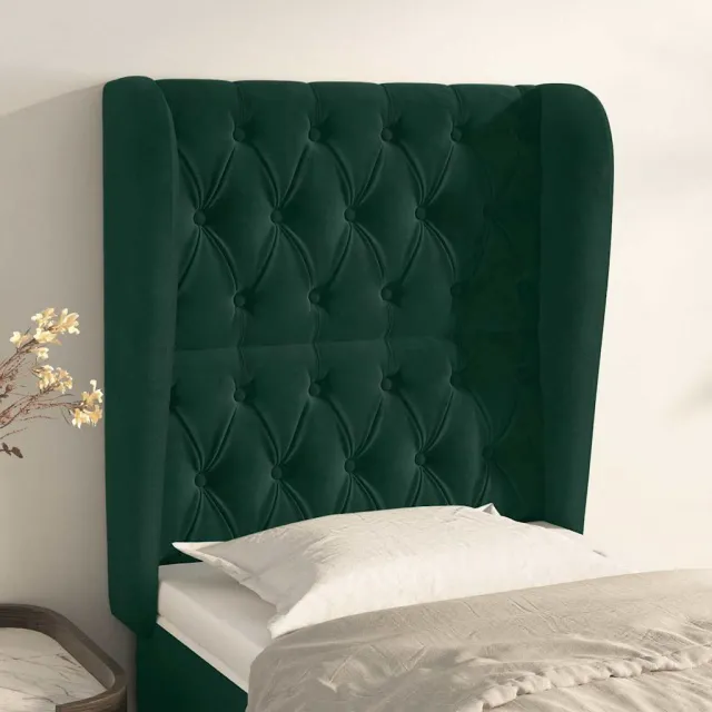 vidaXL Hoofdbord met randen 83x23x118/128 cm fluweel donkergroen groen