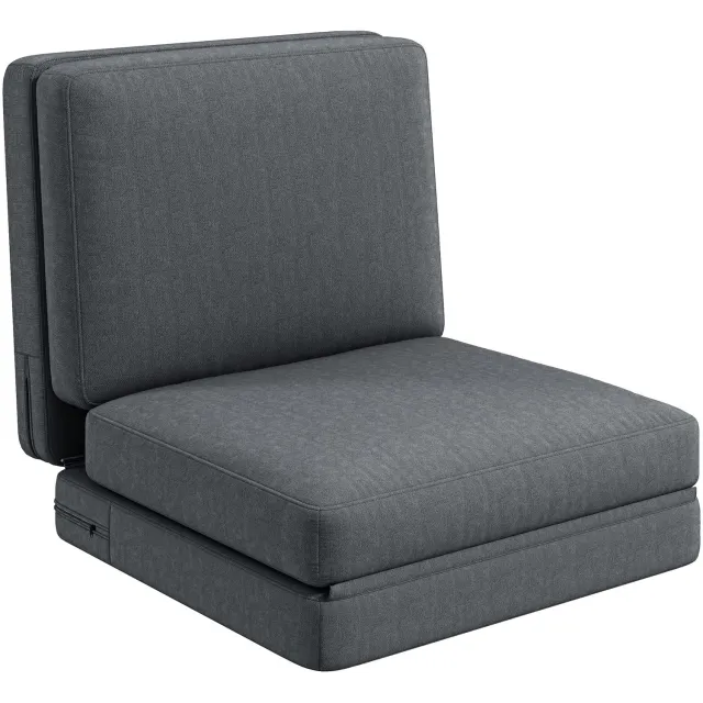 Homona 3-in-1 vloerfauteuil - Met slaapfunctie - Inklapbaar - 75 x 268 x 18 cm - Donkergrijs