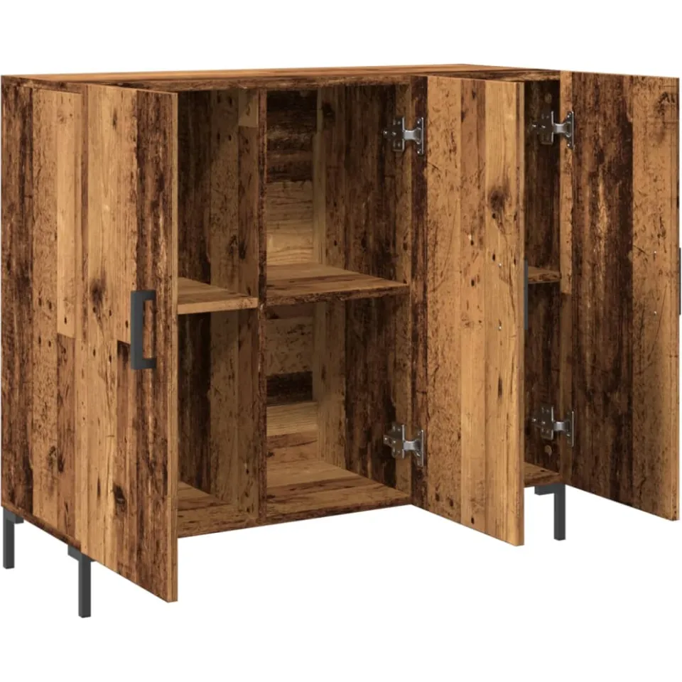 vidaXL Dressoir 90x34x80 cm bewerkt hout oud houtkleurig bruin, foto 4