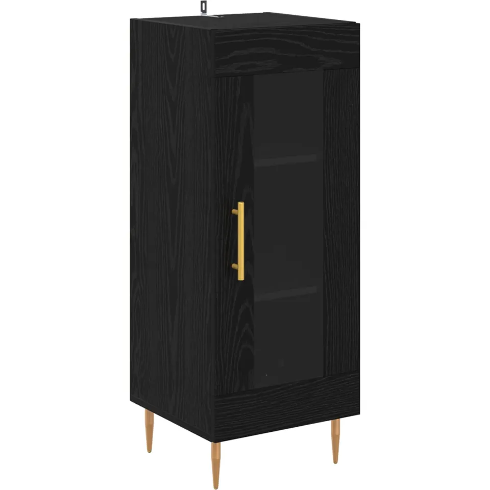 vidaXL Dressoir Zwart eiken 34 x 34.5 x 90 cm Bewerkt hout, foto 3