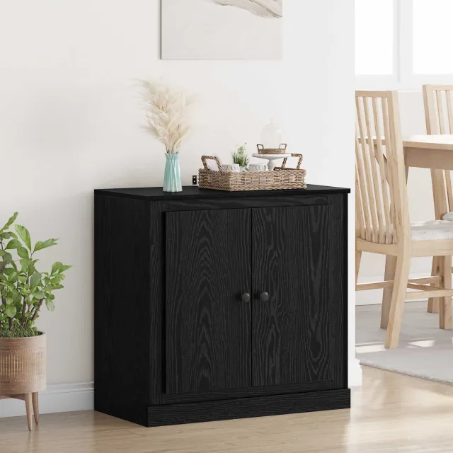 vidaXL Dressoir 70 x 35,5 x 67,5 cm Zwart Eiken Bewerkt hout