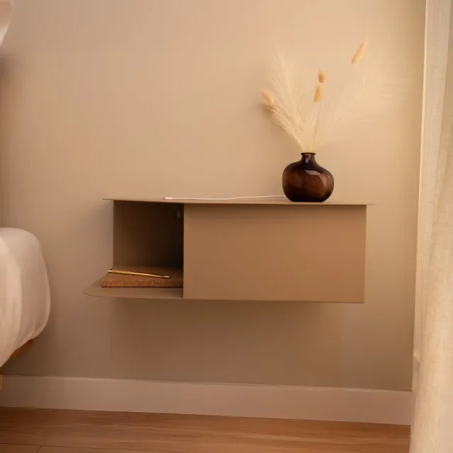 By Bresi Nachtkastje Riva- Rechts Beige - Minimalistisch design - Nachtkastjes - Nachtkastje modern