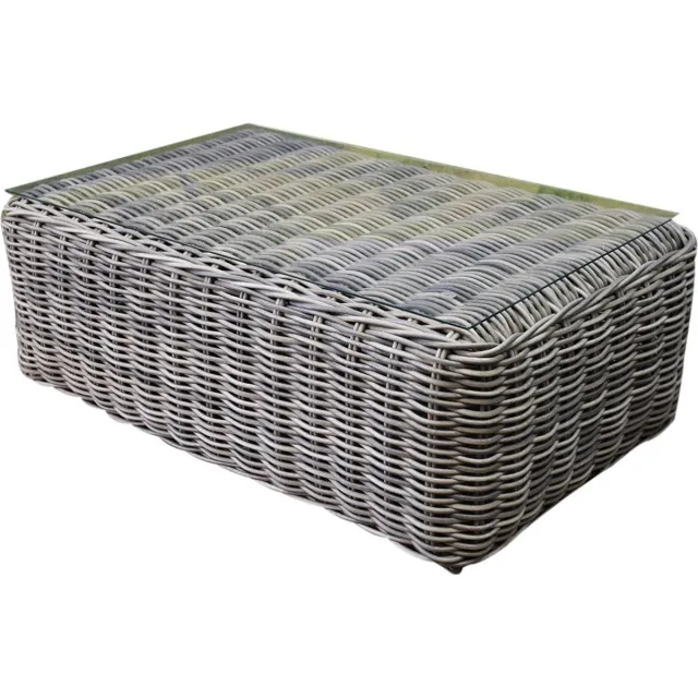 AVH-Collectie Las Palmas lounge tuintafel 120x75xH43,5 cm grijs beige/rotan
