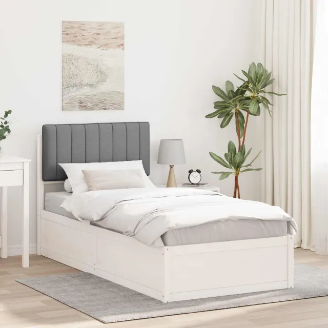 vidaXL Bedframe met Gevoerd Hoofdgedeelte Lichtgrijs 90 x 200 cm