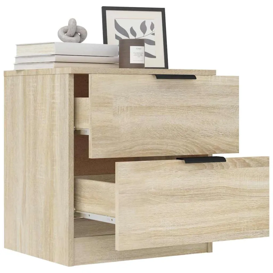 vidaXL Nachtkastjes 2 st bewerkt hout sonoma eikenkleurig Bruin