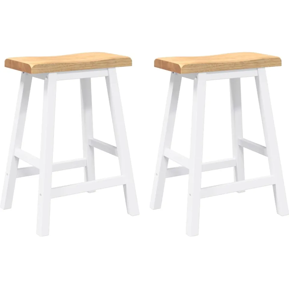 vidaXL Barkrukken 2 stuks Wit Massief Hout Rubber