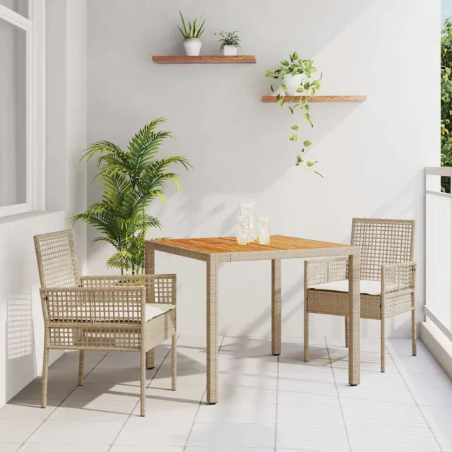 vidaXL Tuin eettafelset 3 st Beige poly rattan, foto 2