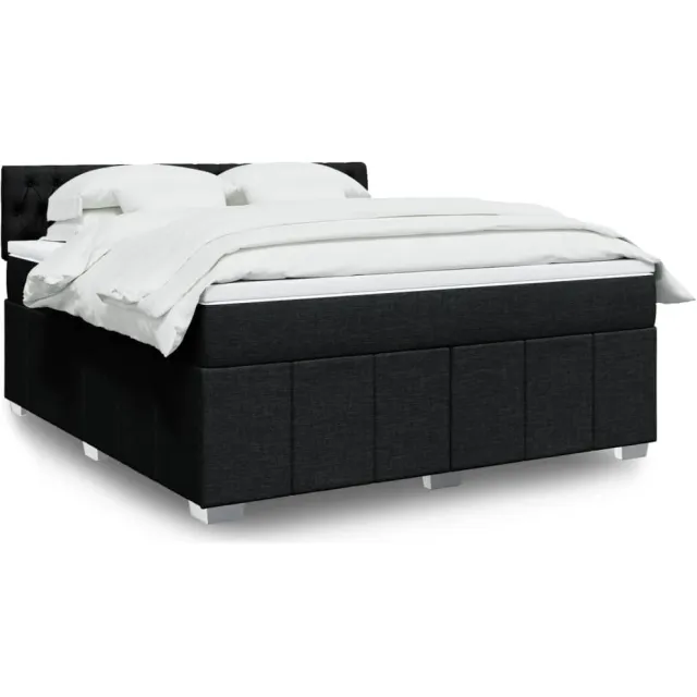 vidaXL Boxspring met matras stof zwart 180x200 cm