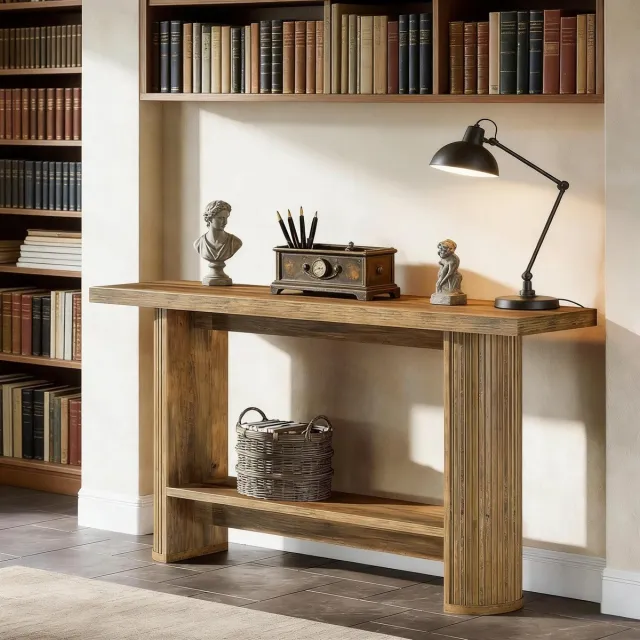 HAUSS SPOLE Consoletafel - Smal En Ruimtebesparend - Voor Hal En Woonkamer - Houtlook - Bruin