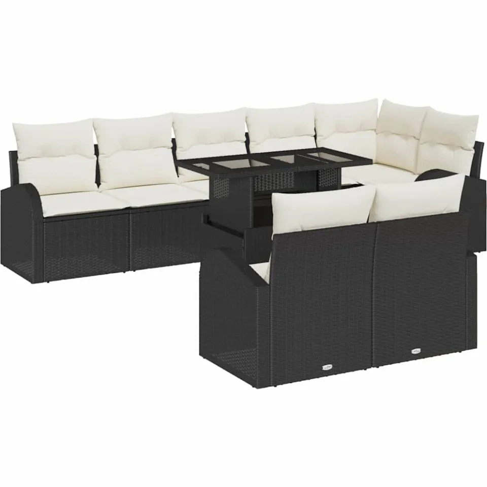 vidaXL Tuin Sofa Set 9 st Zwart Poly riet