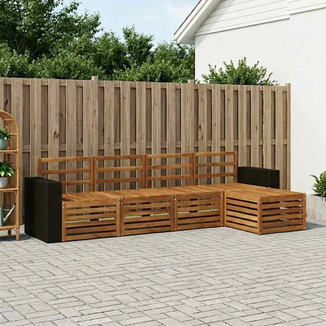vidaXL Buiten bankenset 5 st 5-zits Naturel Massief Acaciahout Bruin